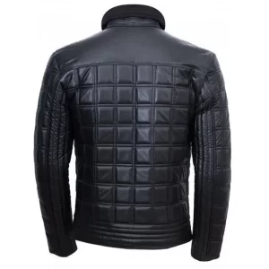 Men Black Full Quilted Leather Jacket - Image 2