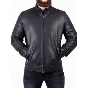 Men Genuine Leather Biker Jacket - Image 2