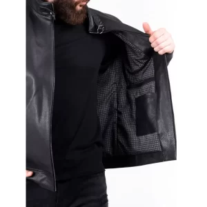 Men Genuine Leather Biker Jacket - Image 3