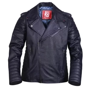 Mens Lapel Style Biker Leather Jacket