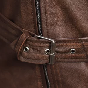 Mens Brown Biker Leather Jacket - Image 3