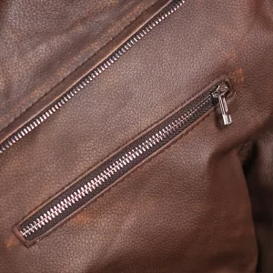 Mens Brown Biker Leather Jacket - Image 2