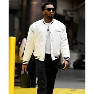 Donovan Mitchell White Bomber Jacket - Image 4