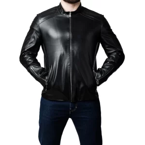 Men Handcrafted Leather Biker Jacket - Image 2