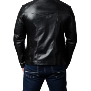 Men Handcrafted Leather Biker Jacket - Image 4