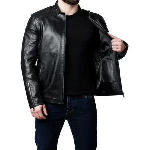 Men Handcrafted Leather Biker Jacket - Image 3
