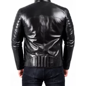 Men Padded Leather Biker Jacket - Image 4