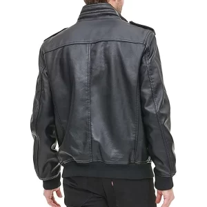 Mens Black Aviator Leather Jacket - Image 3