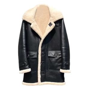 Mens Black Leather Shearling Jacket