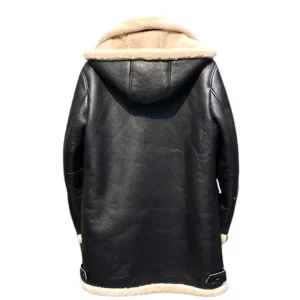 Mens Black Leather Shearling Jacket - Image 2