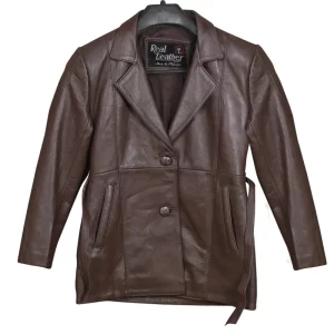 Mens Chocolate Brown Leather Blazer - Image 1