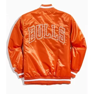 NBA Chicago Bulls Orange Varsity Jacket - Image 2