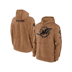 Miami Dolphins Salute To Service Club Brown Hoodie - Image 3
