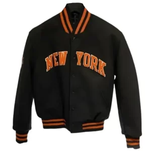 Nba New York Knicks Black Varsity Jacket