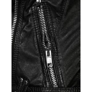 Women Sheepskin Leather Biker Jacket - Image 3