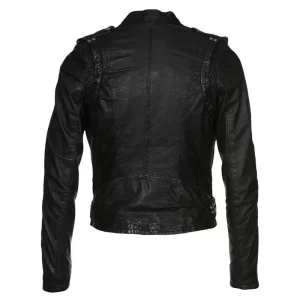 Women Sheepskin Leather Biker Jacket - Image 5