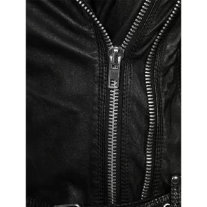 Women Sheepskin Leather Biker Jacket - Image 2