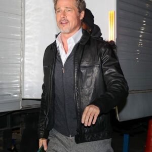 Brad Pitt Classic Black Leather Jacket - Rebel Style Replica - Image 3