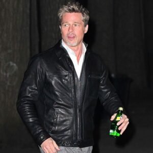 Brad Pitt Classic Black Leather Jacket - Rebel Style Replica - Image 4