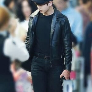 Jungkook Airport Style Leather Jacket - BTS Fashion Replica - Image 2