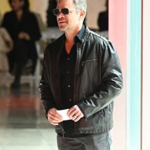Matt Damon Inspired Black Leather Jacket - Timeless Elegance & Cool