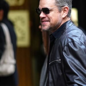 Matt Damon Inspired Black Leather Jacket - Timeless Elegance & Cool - Image 3