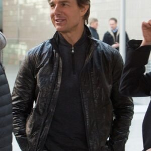Tom Cruise Mission Impossible: Rogue Nation Black Leather Jacket | Ethan Hunt Replica