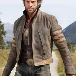 X-Men Origins Wolverine Distressed Brown Leather Jacket | Hugh Jackman Logan Replica - Image 1